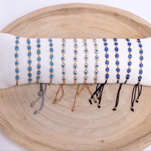 Evil Eye Friendship Bracelets, Bridal Gift Bracelets, 2inOne Evil Eye Adjustable - Picture 2 of 5